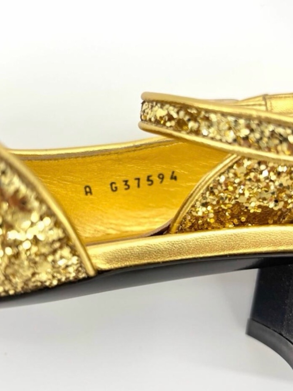 CHANEL Gold Glitter Slingback Pumps with Black Cap Toe - Picture 6 of 7